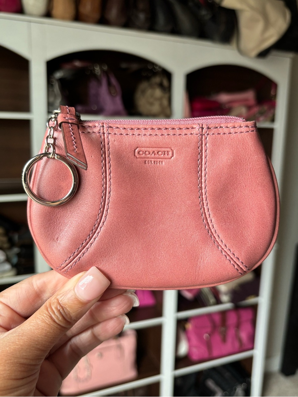 🪙💕COACH Leather Keyring Coin Pouch💕🪙
